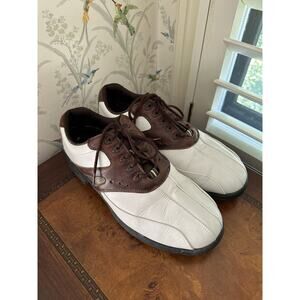 FootJoy Mens Fj Super Lites Golf Shoes White/Brown 10 Wide 57022